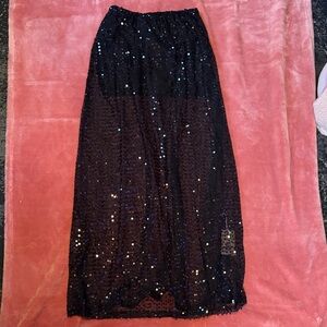 Glamorous Black Opaque Sequin Maxi Skirt